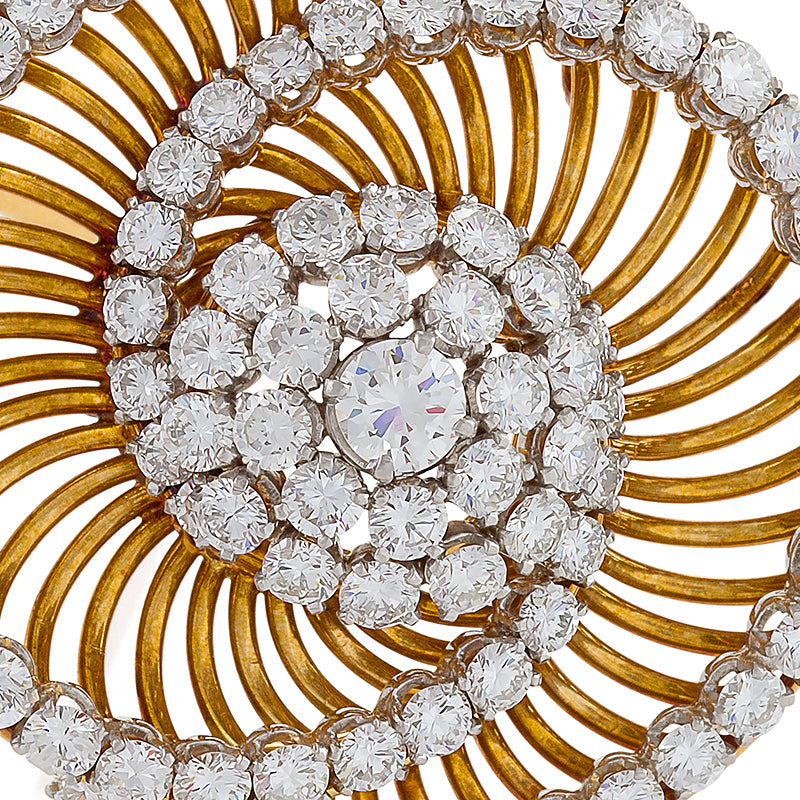 Macklowe Gallery | Bulgari Gold and Diamond Spiral Brooch  display picture 2