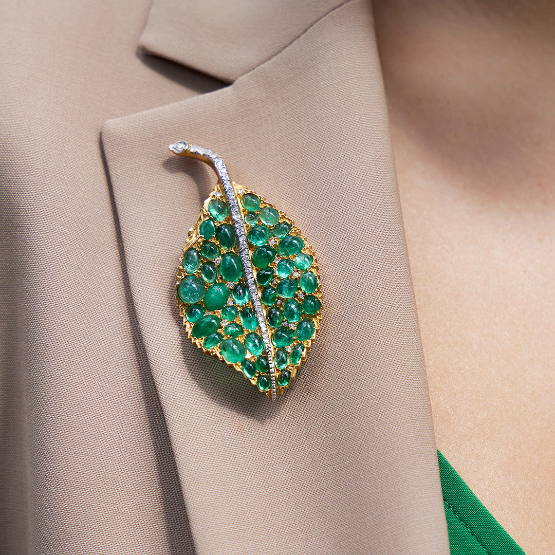 Macklowe Gallery | Mario Buccellati Emerald Leaf Brooch