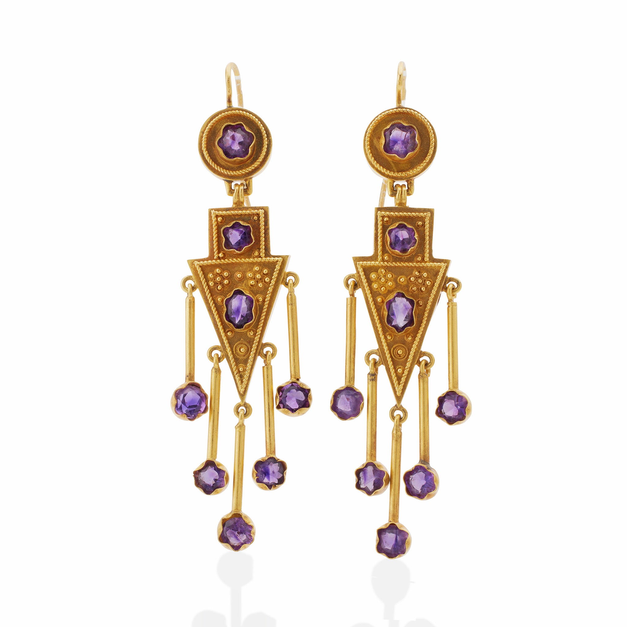 Macklowe Gallery | Antique 1860s Amethyst Fringe Earrings