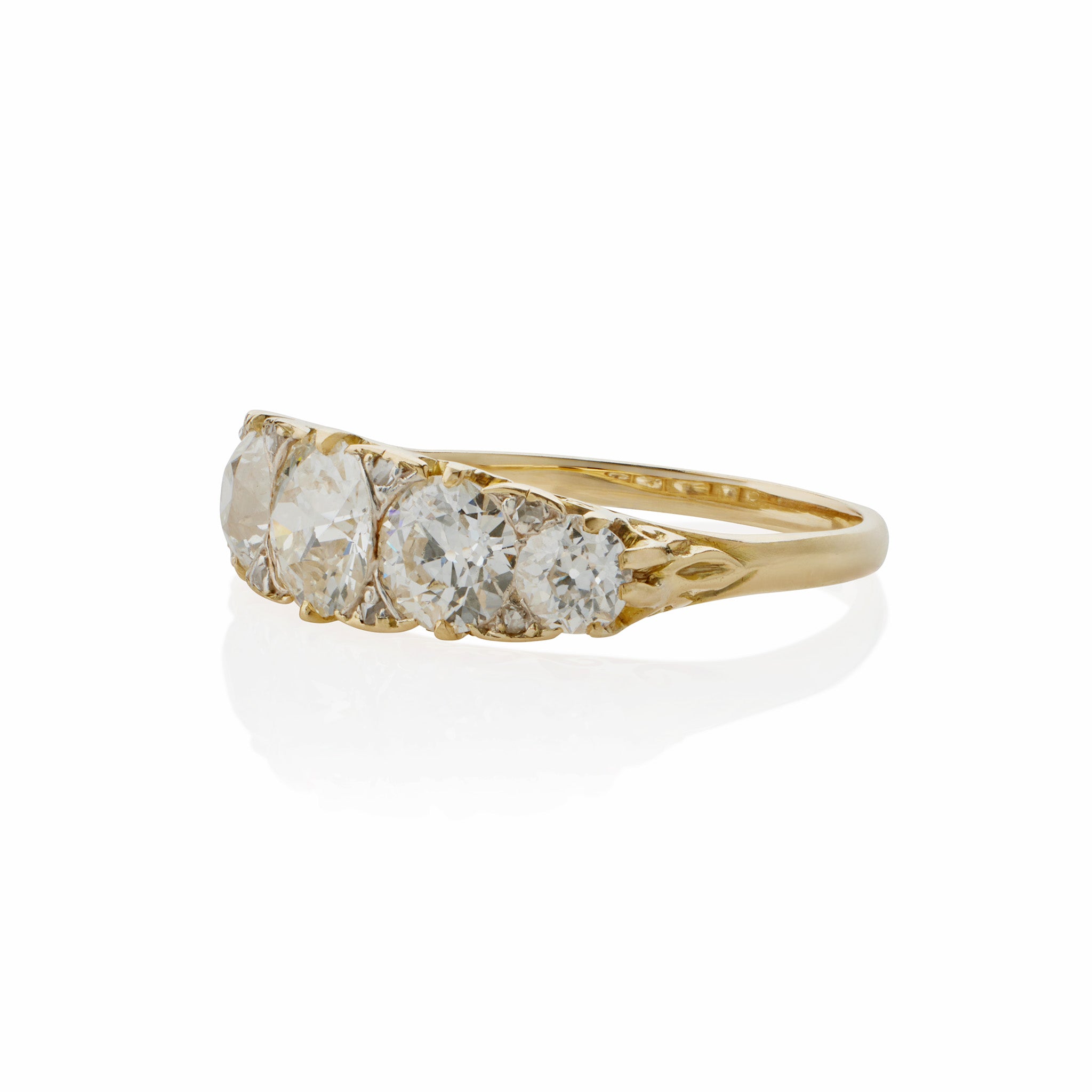 Macklowe Gallery | Antique 18K Gold and Diamond Five Stone Ring
