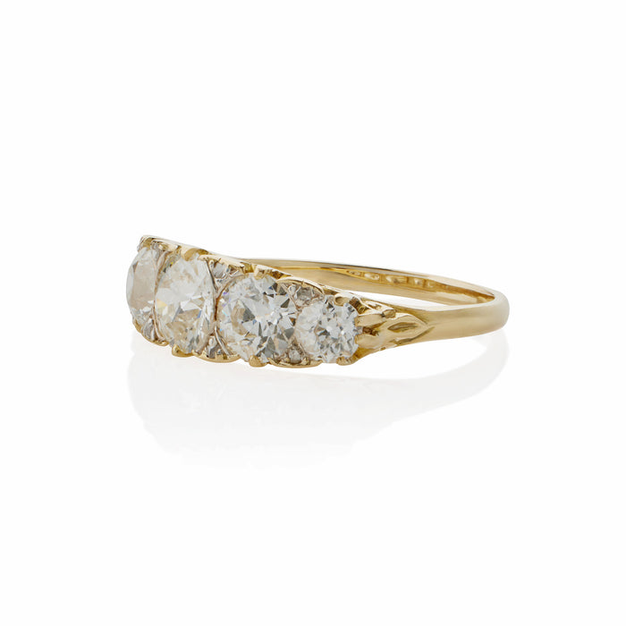 Macklowe Gallery Antique 18K Gold and Diamond Five Stone Ring