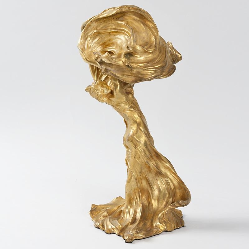 Macklowe Gallery | François-Raoul Larche Lighted Gilt Bronze