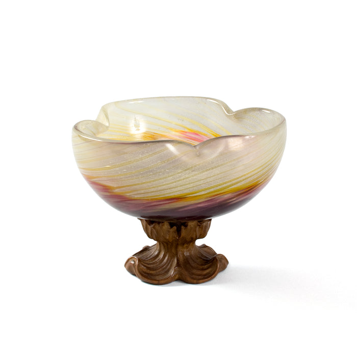 Émile Gallé Glass Bowl with Walnut Foot