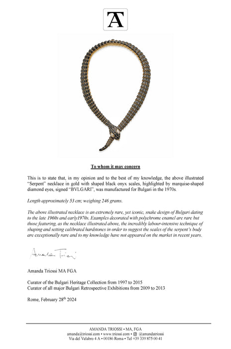 Bulgari "Black Mamba" Black Onyx Serpenti Snake Necklace