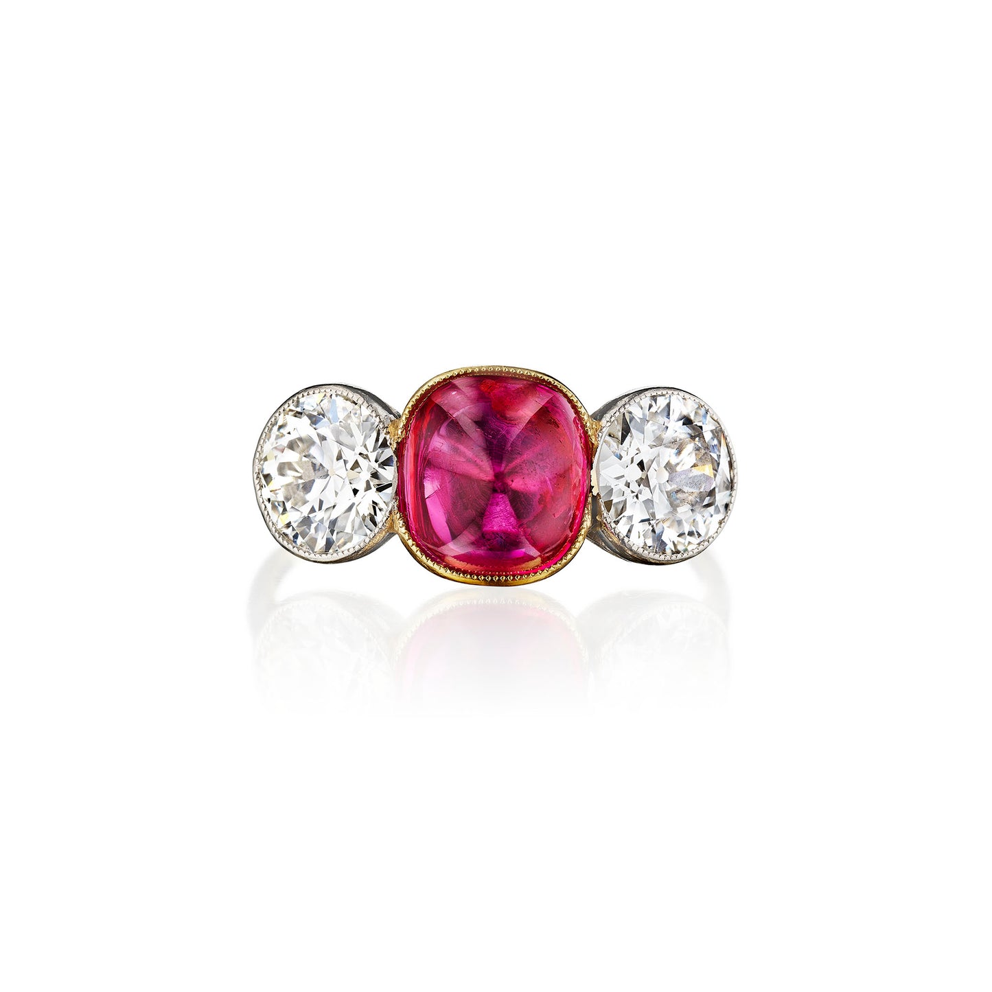 Macklowe Gallery Burma No-Heat Ruby Three Stone Ring