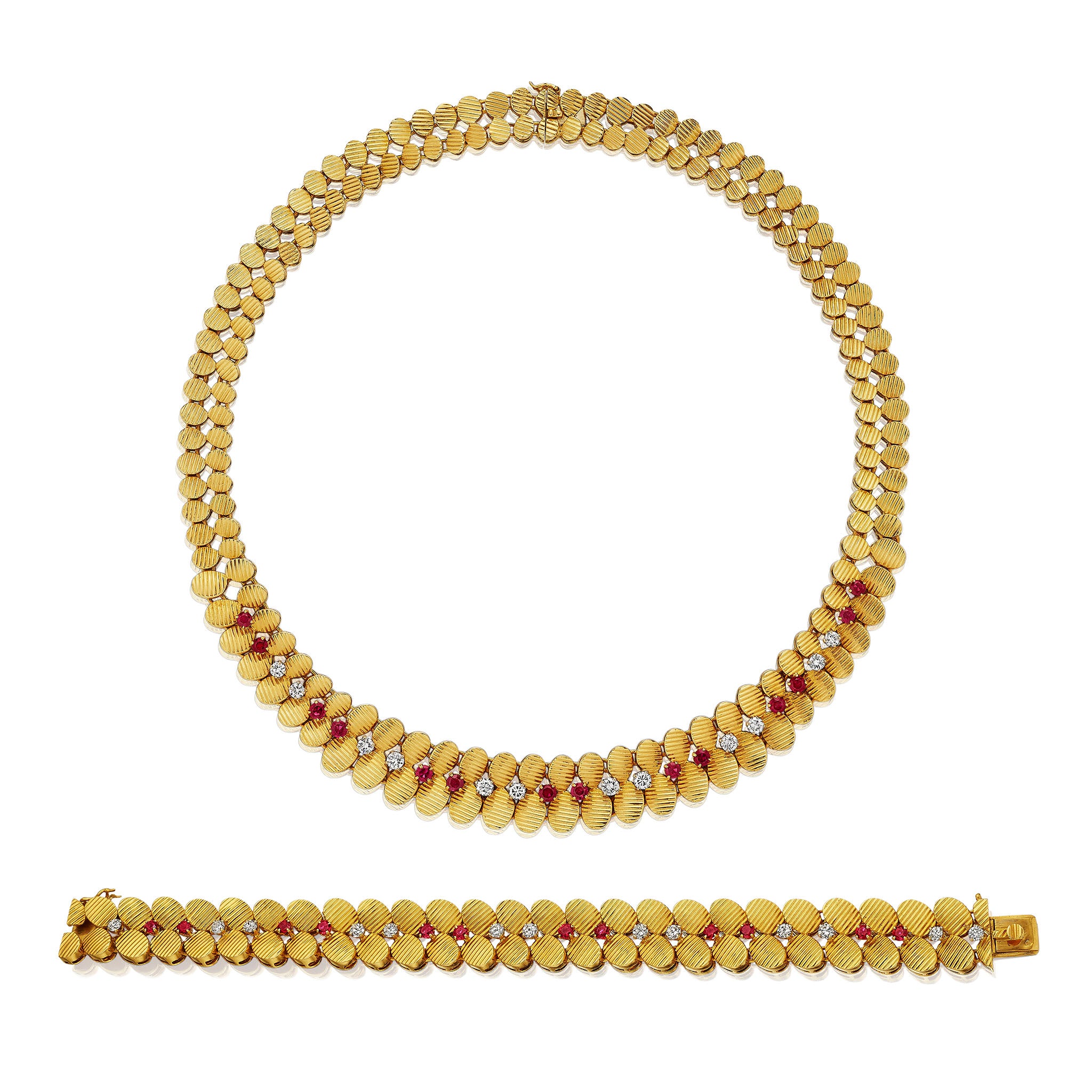 Macklowe Gallery | Péry et Fils Mid-Century Ruby and Diamond Suite