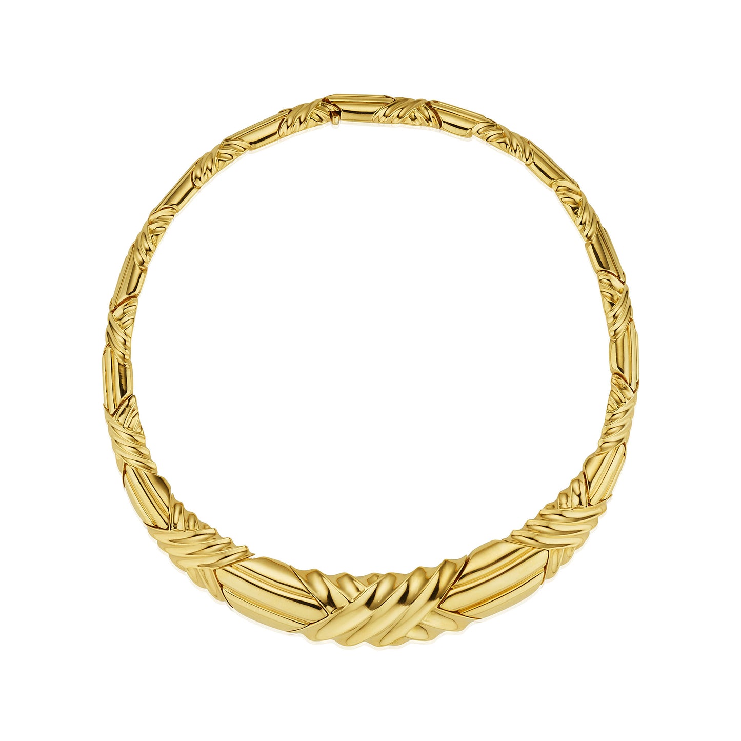 Macklowe Gallery Cartier Textured Gold Collar Necklace