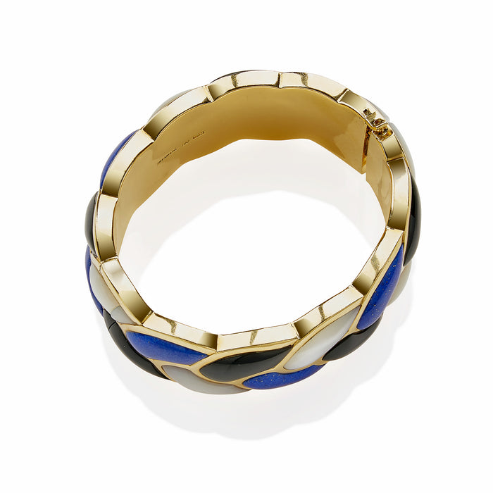 Macklowe Gallery Tiffany & Co. Lapis, Black Jade and Mother-of-Pearl "Rope" Bangle Bracelet