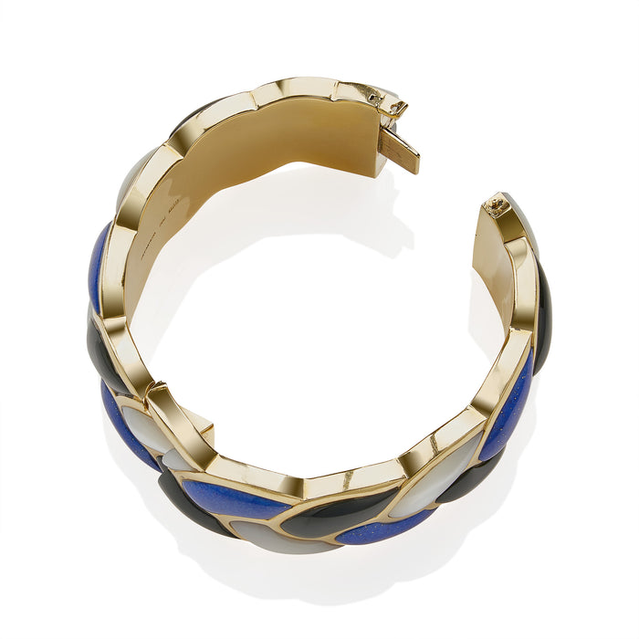 Macklowe Gallery Tiffany & Co. Lapis, Black Jade and Mother-of-Pearl "Rope" Bangle Bracelet