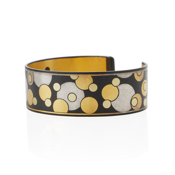 Macklowe Gallery Angela Cummings Tiffany & Co. Damascened Gold, Silver and Lacquered Iron Cuff Bracelet