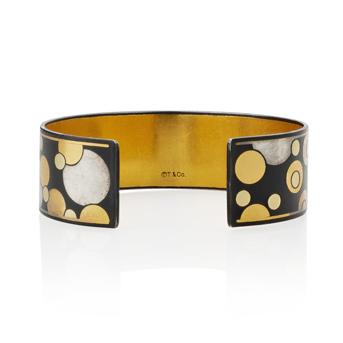 Macklowe Gallery Angela Cummings Tiffany & Co. Damascened Gold, Silver and Lacquered Iron Cuff Bracelet