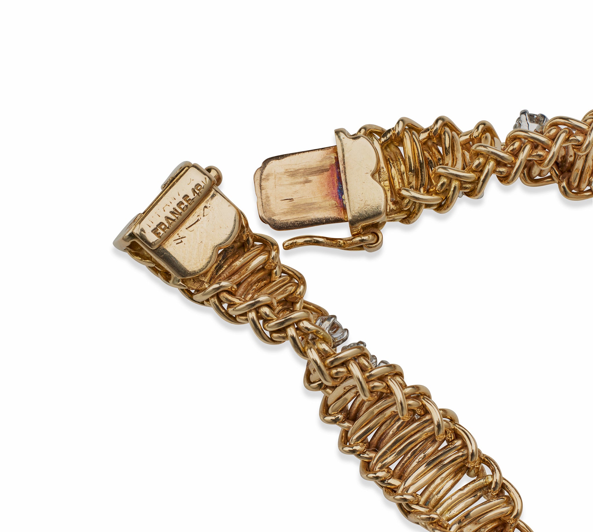 Macklowe Gallery Tiffany Co. France 18K Gold and Diamond Ropetwist Bracelet MackloweGallery