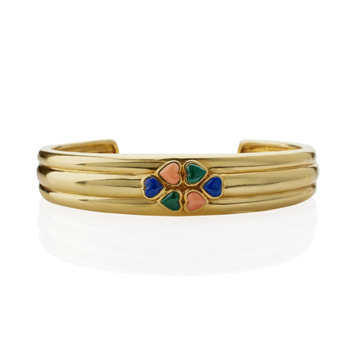 Macklowe Gallery Van Cleef & Arpels Paris 18K Gold and Hardstone Cuff Bracelet