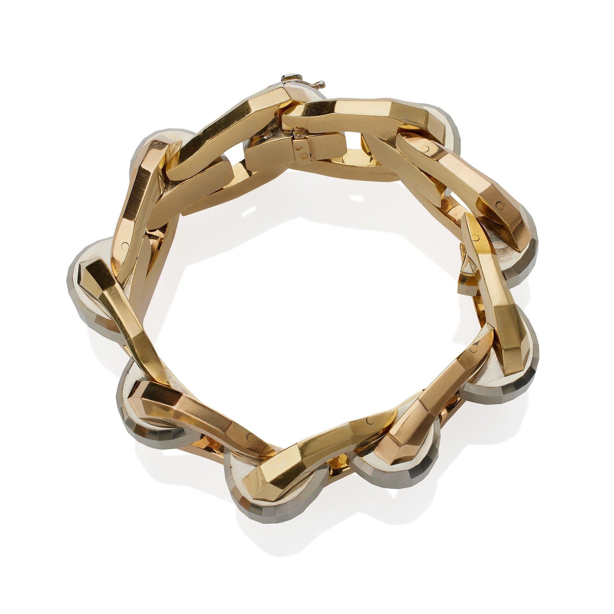【Special】80-90's Italy Torsade Bracelet New Mia Fiore Dyadema 18K Gold Plated Bronze Puffy Mariner Link
