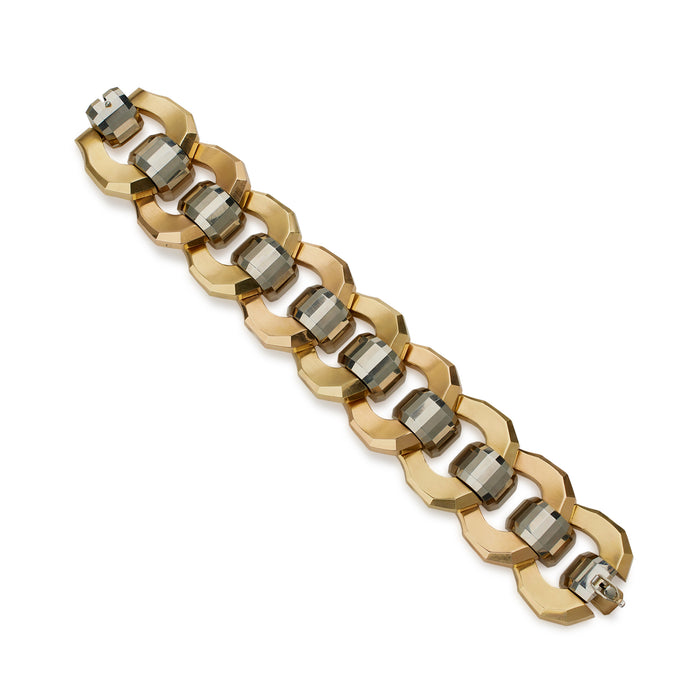 Yellow Gold Wide Woven Italian Link Bracelet - petersuchyjewelers
