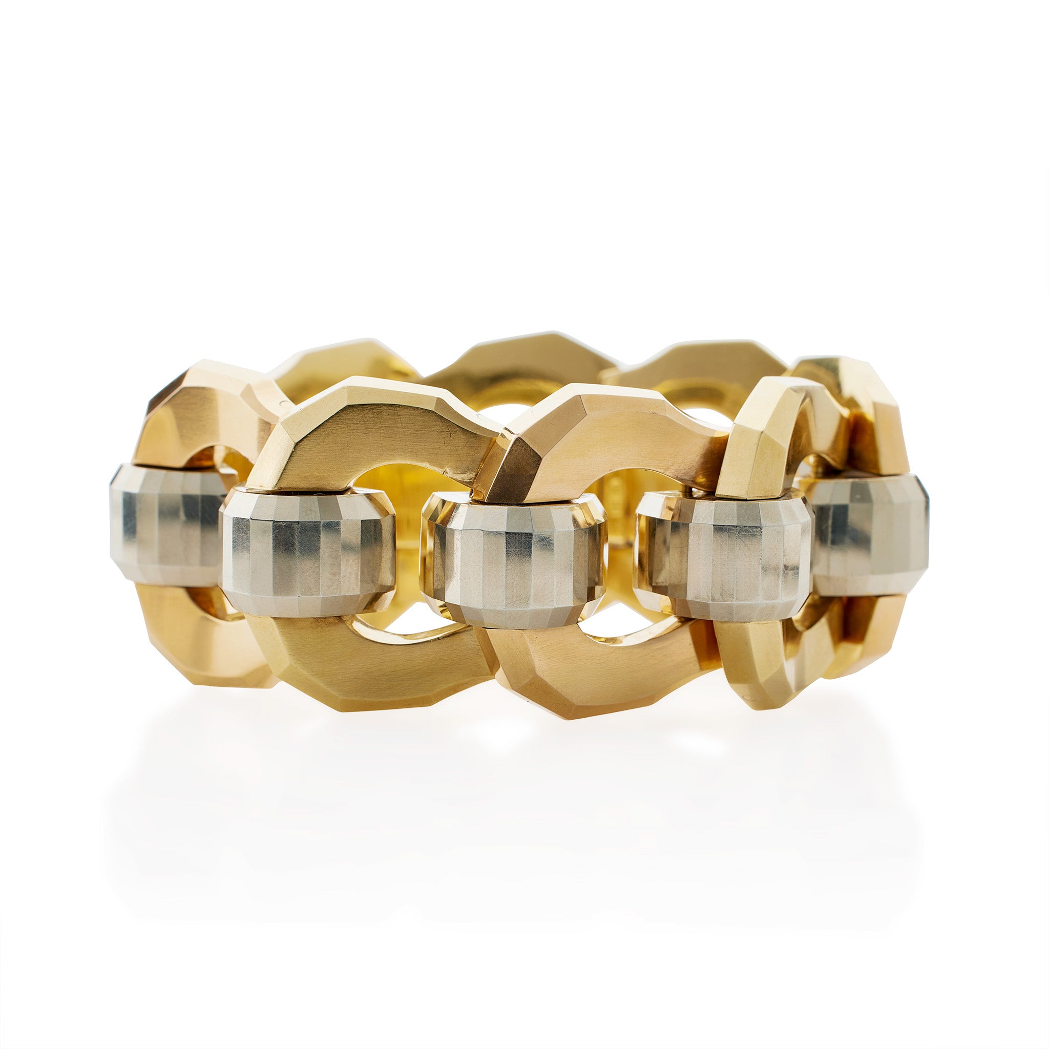 【Special】80-90's Italy Torsade Bracelet New Mia Fiore Dyadema 18K Gold Plated Bronze Puffy Mariner Link