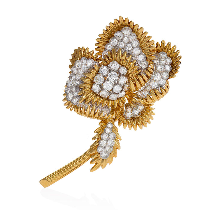 Tiffany & Co. Gold and Diamond Flower Brooch