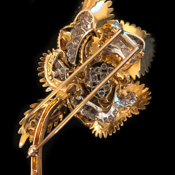 Tiffany & Co. Gold and Diamond Flower Brooch