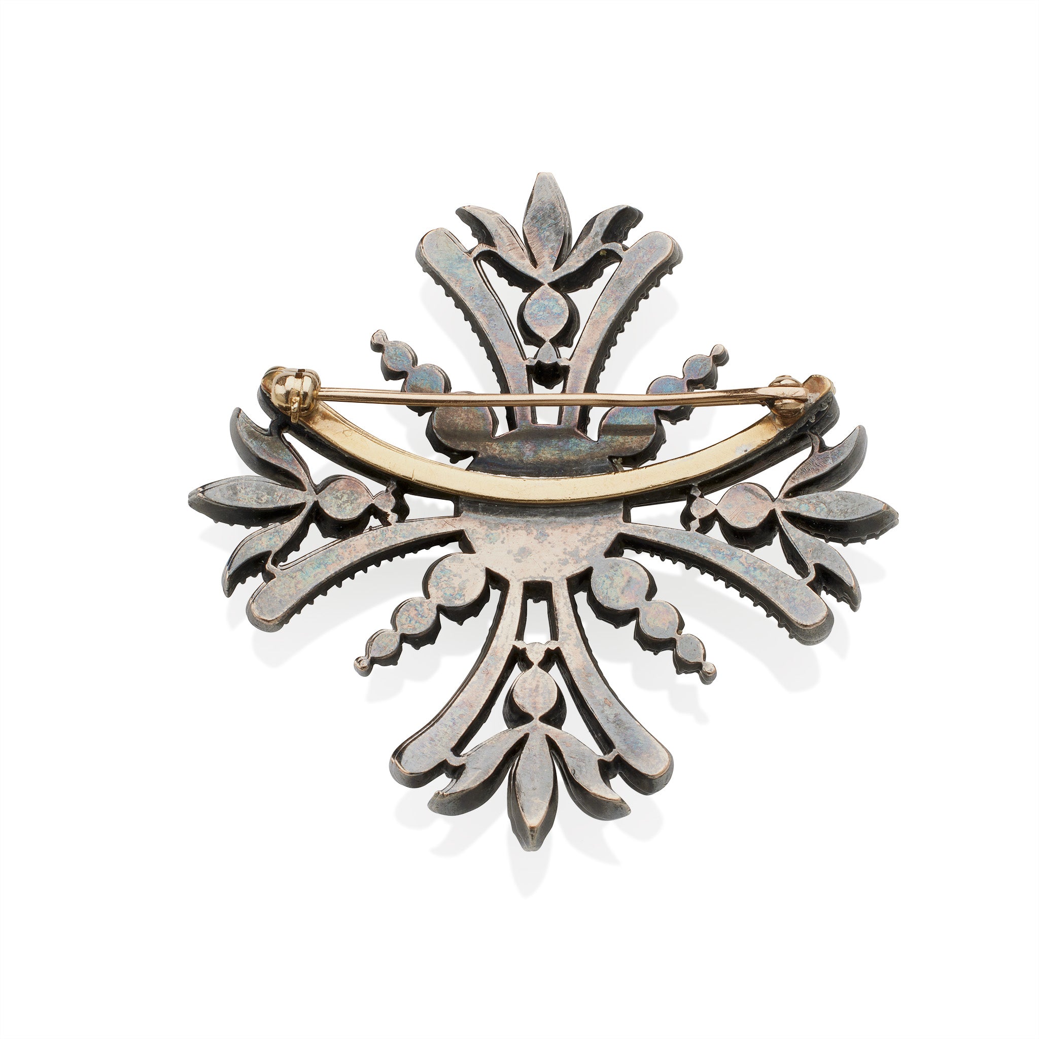 Macklowe Gallery | Old Mine-cut Diamond Maltese Cross Brooch