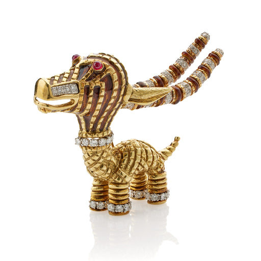 Macklowe Gallery Tiffany & Co. African-Inspired Enamel and Diamond Brooch by Aldo Cipullo