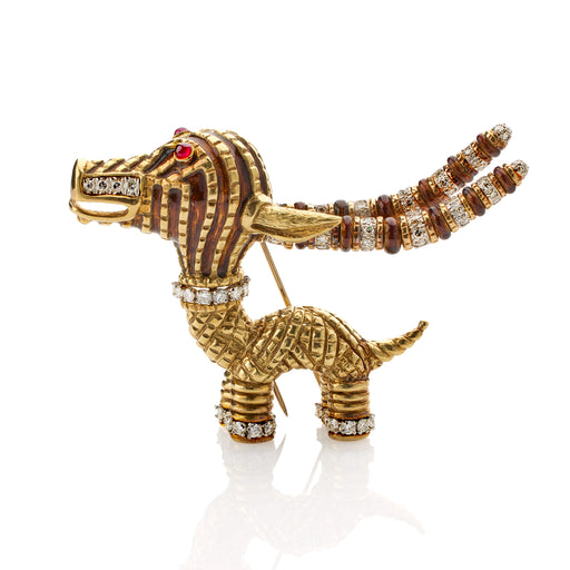 Macklowe Gallery Tiffany & Co. African-Inspired Enamel and Diamond Brooch by Aldo Cipullo