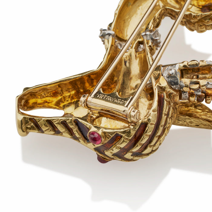Macklowe Gallery Tiffany & Co. African-Inspired Enamel and Diamond Brooch by Aldo Cipullo