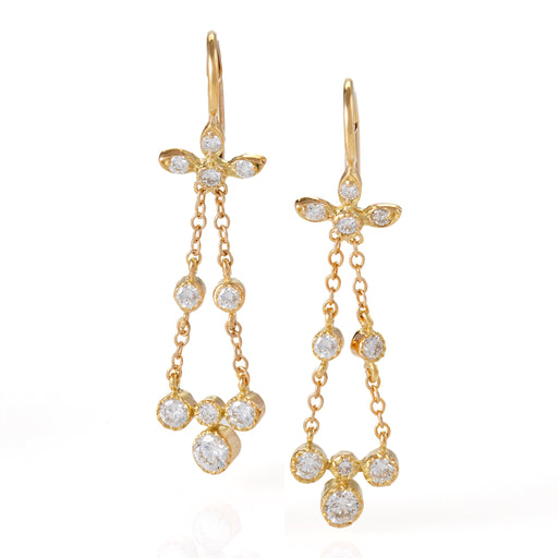Macklowe Gallery Gold and Diamond Flexible Drop Earrings