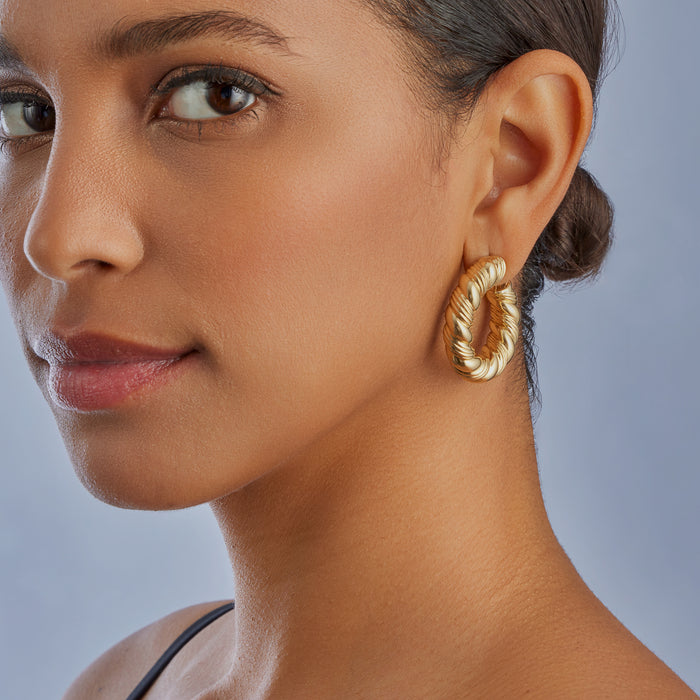 AMI Paris enamelled hoop earrings - Gold
