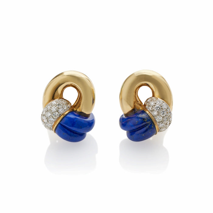 Macklowe Gallery Lapis Lazuli and Diamond Knot Earrings