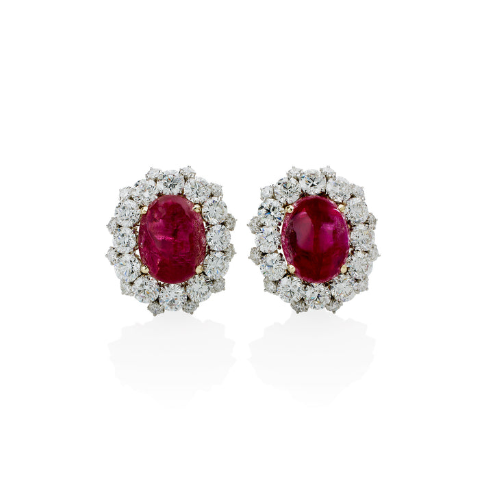 Macklowe Gallery Bulgari Burma No-Heat Ruby and Diamond Clip Earrings