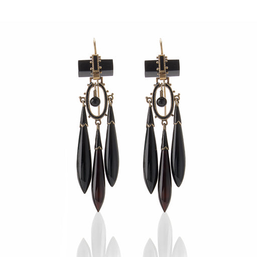 Macklowe Gallery Onyx and Black Enamel Pendant Earrings