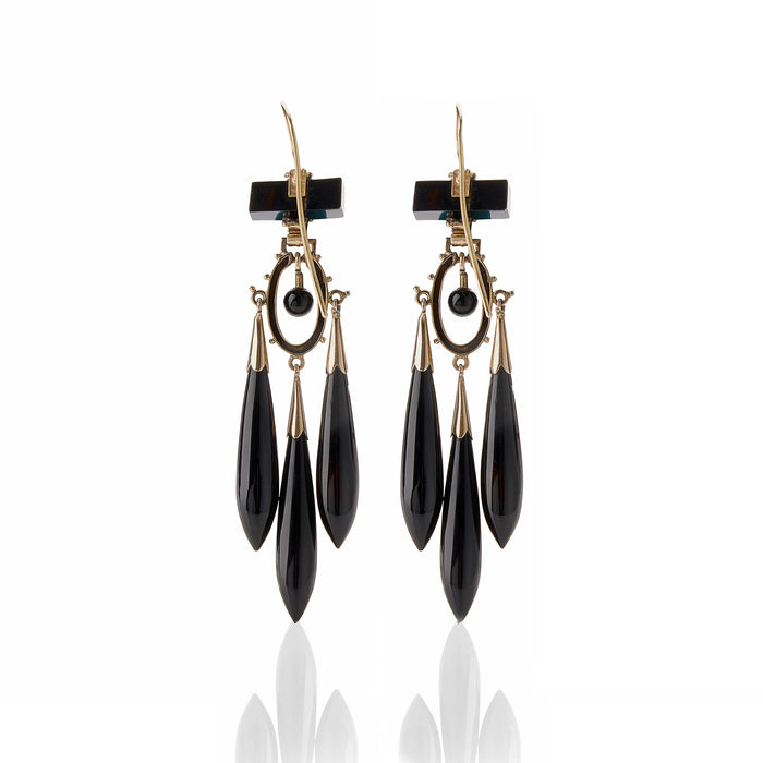 Macklowe Gallery Onyx and Black Enamel Pendant Earrings