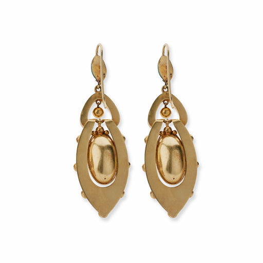Macklowe Gallery 1870s Gold and Enamel Star Pendant Earrings