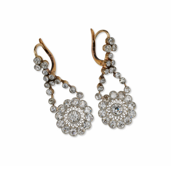 Macklowe Gallery Edwardian Diamond Pendant Earrings