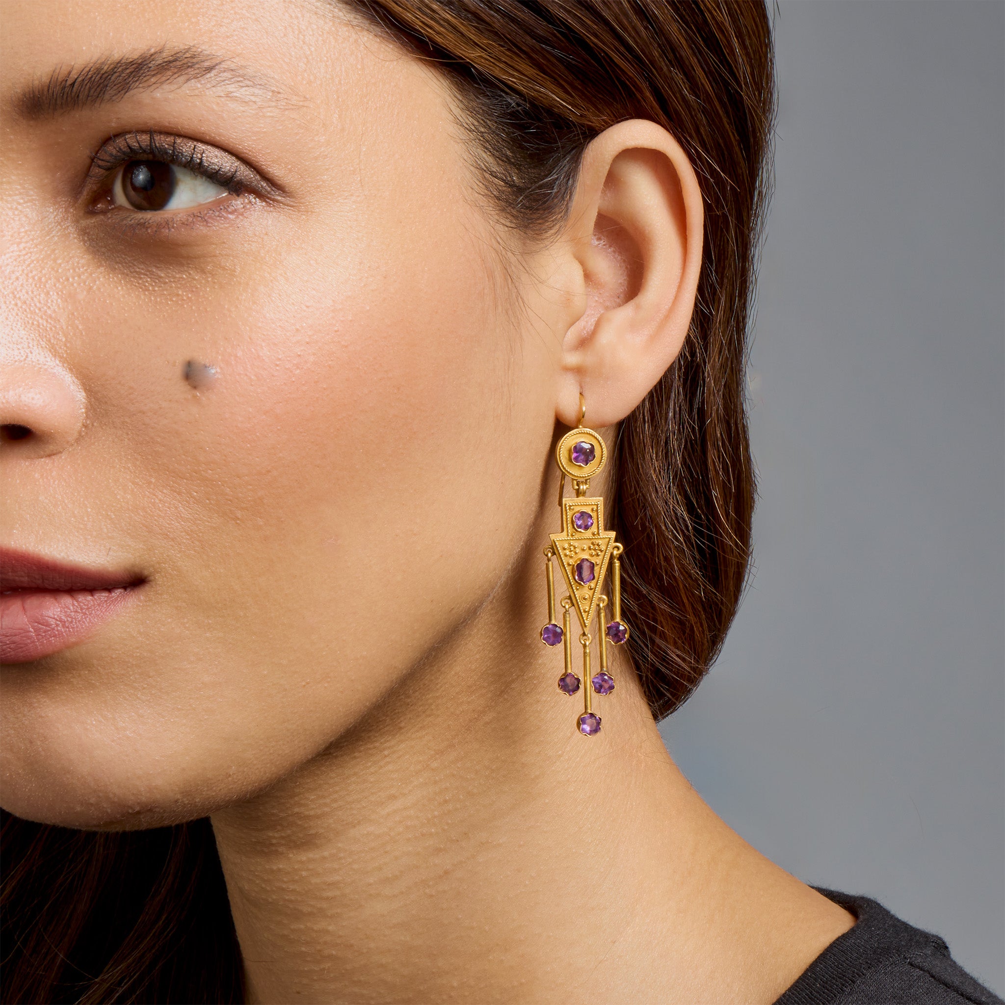 Macklowe Gallery | Antique 1860s Amethyst Fringe Earrings