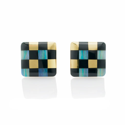 Macklowe Gallery Tiffany & Co. Opal and Black Jade Clip Earrings by Angela Cummings