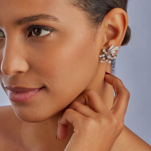 Macklowe Gallery Mid-Century Platinum and Diamond Clip Earrings
