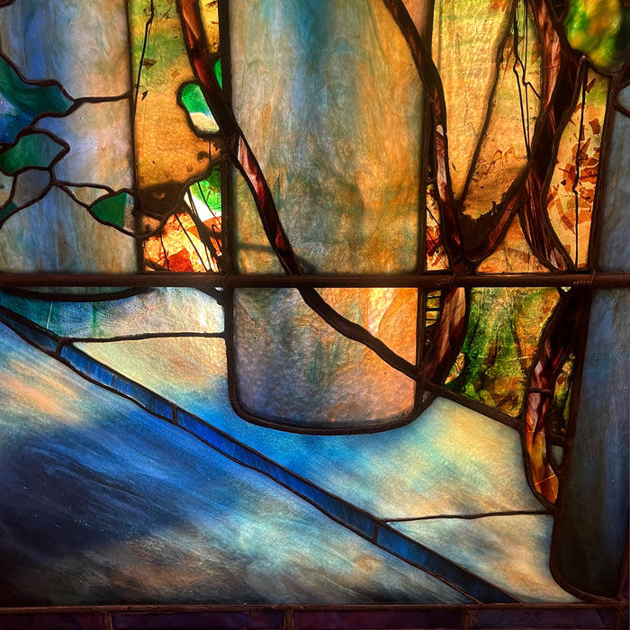 Macklowe Gallery Tiffany Studios New York "Columns and Grapes" Leaded Glass Window