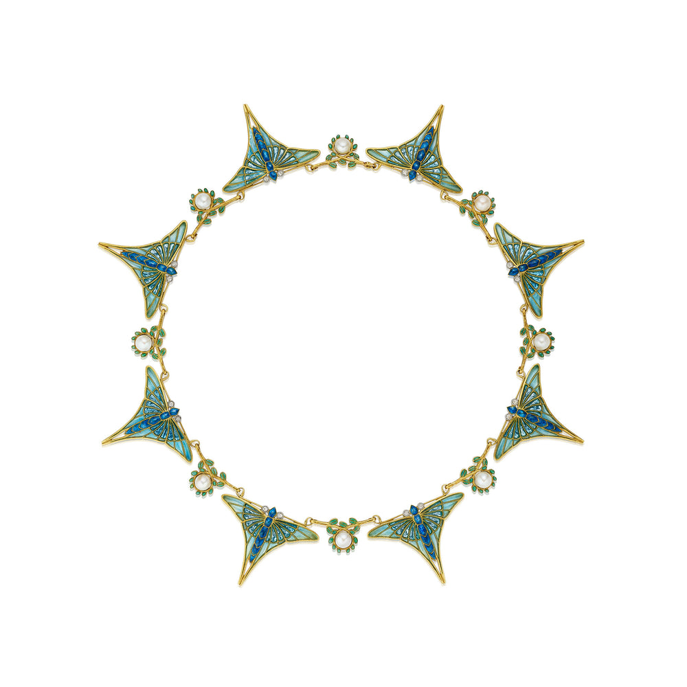 Macklowe Gallery Eugène Feuillâtre Art Nouveau Butterfly Necklace