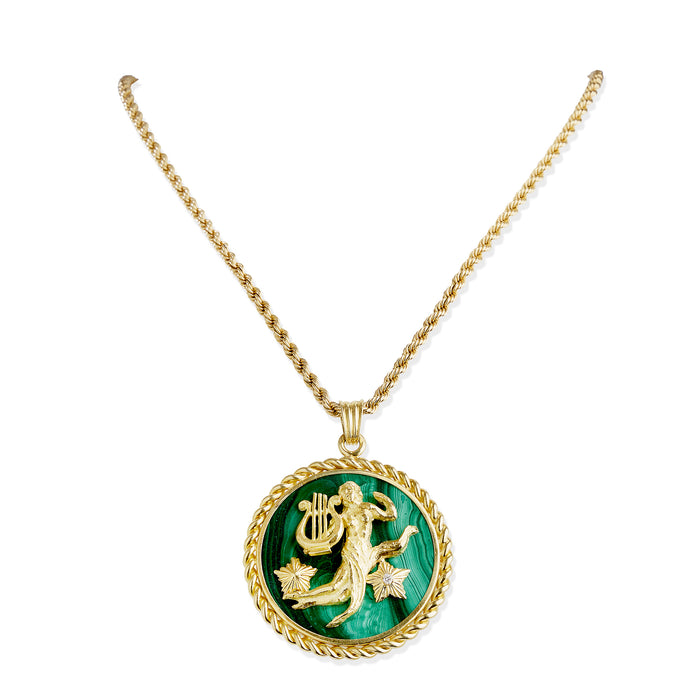 Macklowe Gallery Van Cleef & Arpels Malachite and Diamond Virgo Pendant