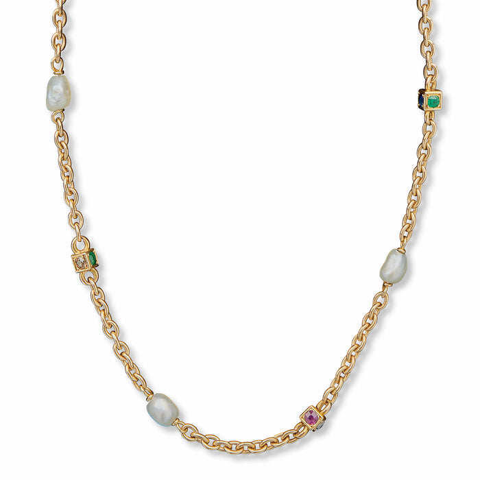 Macklowe Gallery French Gem-set, Colored Diamond and Baroque Pearl Necklace