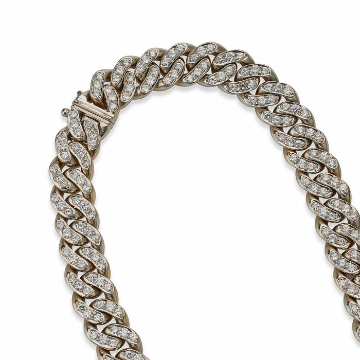 Macklowe Gallery Bulgari 18K White Gold and Diamond "Gourmette" Chain Necklace