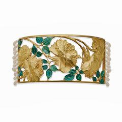 René Lalique Art Nouveau 18K Gold, Enamel and Seed Pearl "Collier de chien" Necklace