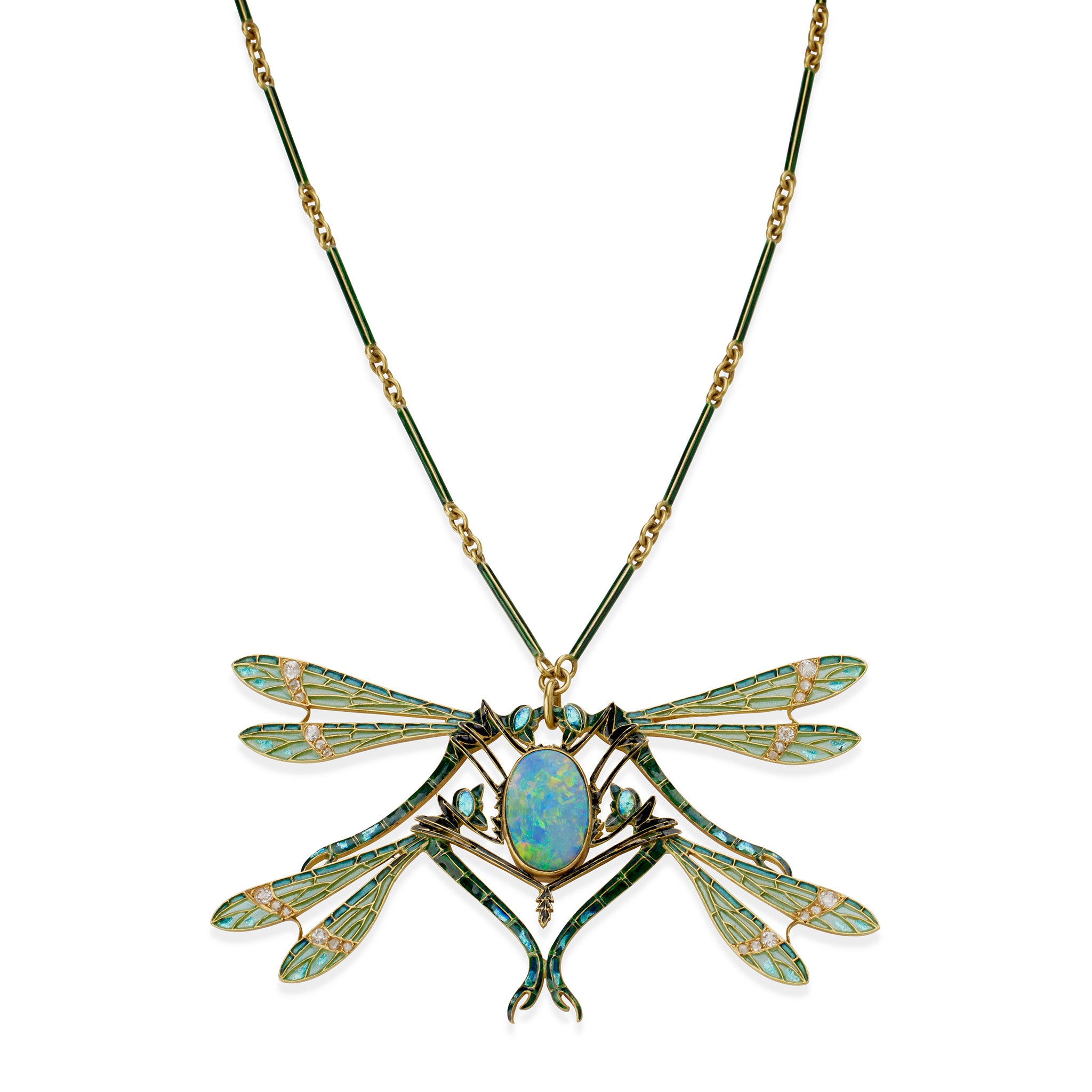 Macklowe Gallery | René Lalique Four Dragonfly Pendant Necklace