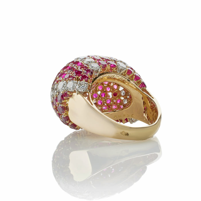 Macklowe Gallery Van Cleef & Arpels Paris Ruby and Diamond Bombé Ring