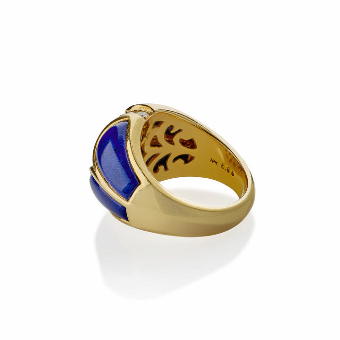 Macklowe Gallery 1970s 18K Gold, Lapis Lazuli and Diamond Bombé Ring