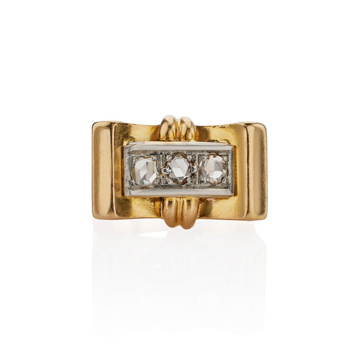 Macklowe Gallery Retro 18K Gold and Rose-cut Diamond Ring