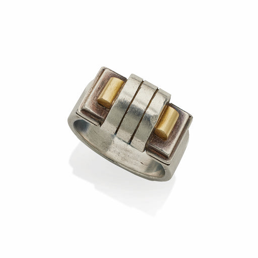 Macklowe Gallery Jean Després French Modernist Silver and Gilt Silver Ring