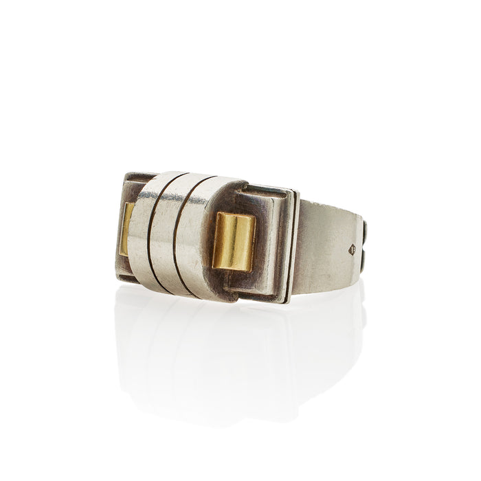 Macklowe Gallery Jean Després French Modernist Silver and Gilt Silver Ring