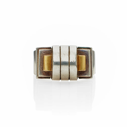 Macklowe Gallery Jean Després French Modernist Silver and Gilt Silver Ring